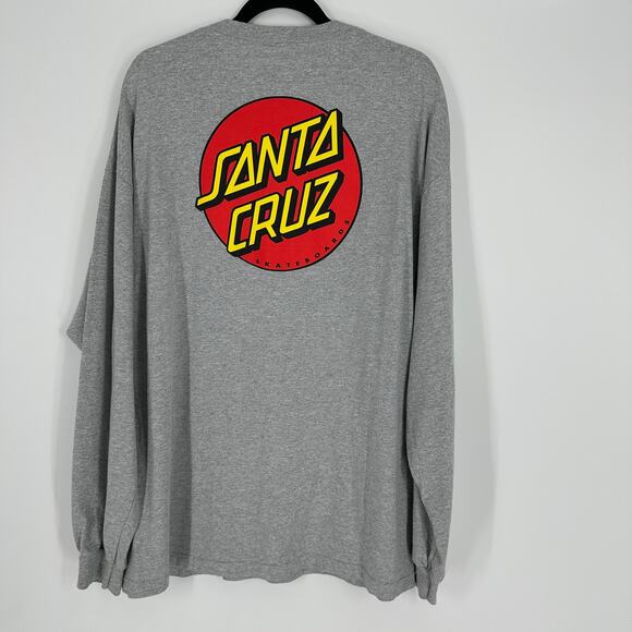 Santa Cruz Skateboards Classic Long Sleeve Grey Graphic Print Mens Tee 2XL - Picture 3 of 7